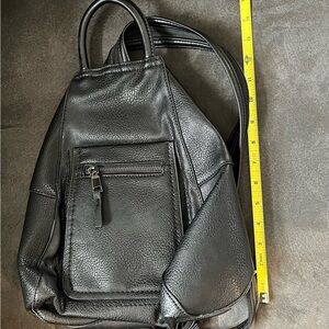 Black Leather Mini Backpack